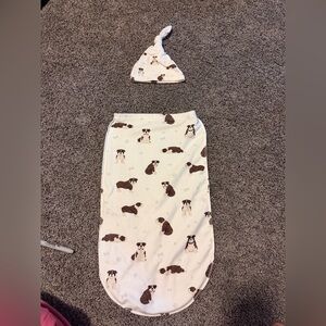 Baby Swaddle Sack & Knot Hat bamboo bulldogs